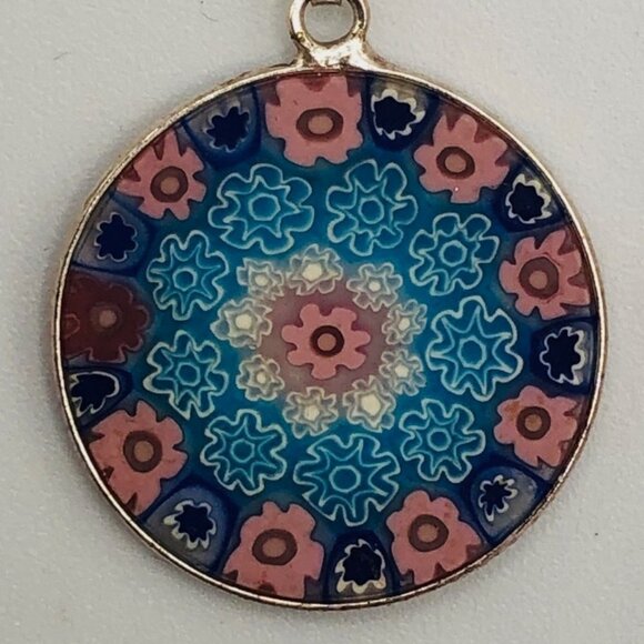 Vintage Millefiori Murano Glass + Sterling Silver Necklace - Picture 4 of 5